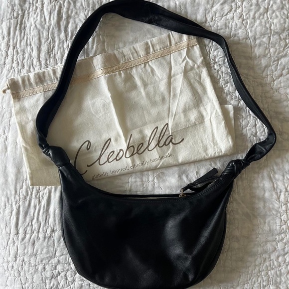 CLEOBELLA dalary black leather hobo / crossbody bag - Picture 1 of 6